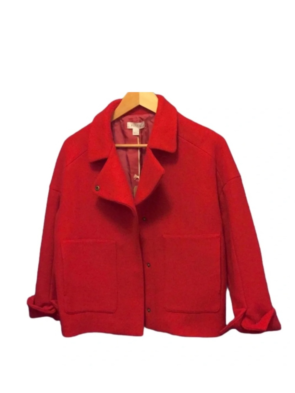Fossil Red Cocoon Jacket With Collar Size 4 NEW Retro